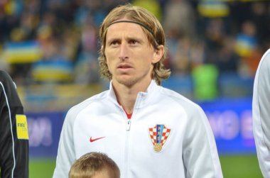 Kiev, Ukrayna - 09 Ekim 2017: Luka Modric FIFA Wo sırasında