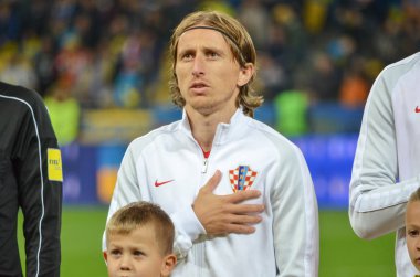 Kiev, Ukrayna - 09 Ekim 2017: Luka Modric FIFA Wo sırasında