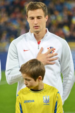 Kiev, Ukrayna - 09 Ekim 2017: Matej Mitrovic FIFA sırasında