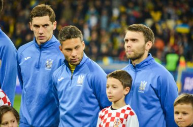 Kiev, Ukrayna - 09 Ekim 2017: Ukrayna, futbol oyuncuları