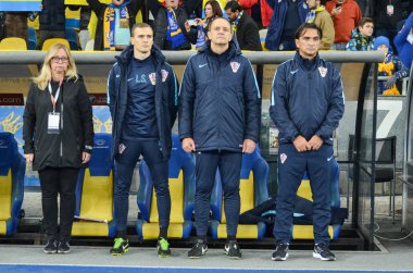 Kiev, Ukrayna - 09 Ekim 2017: Koçluk personel Hırvatistan Düriye
