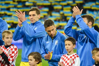 Kiev, Ukrayna - 09 Ekim 2017: Ukrayna, futbol oyuncuları