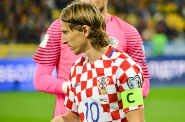 Kiev, Ukrayna - 09 Ekim 2017: Luka Modric FIFA Wo sırasında