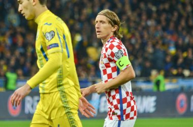 Kiev, Ukrayna - 09 Ekim 2017: Luka Modric FIFA Wo sırasında