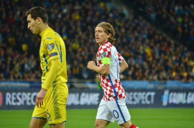 Kiev, Ukrayna - 09 Ekim 2017: Luka Modric FIFA Wo sırasında