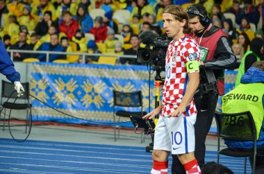 Kiev, Ukrayna - 09 Ekim 2017: Luka Modric FIFA Wo sırasında