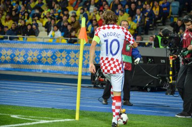 Kiev, Ukrayna - 09 Ekim 2017: Luka Modric FIFA Wo sırasında