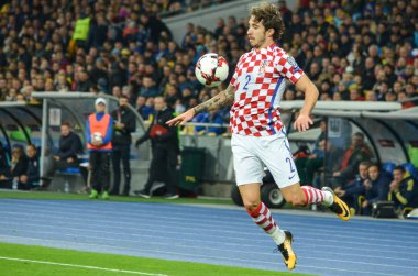 Kiev, Ukrayna - 09 Ekim 2017: Sime Vrsaljko FIFA sırasında 