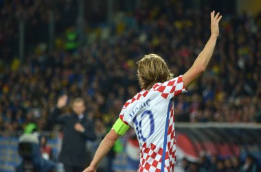 Kiev, Ukrayna - 09 Ekim 2017: Luka Modric FIFA Wo sırasında