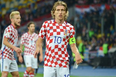 Kiev, Ukrayna - 09 Ekim 2017: Luka Modric FIFA Wo sırasında