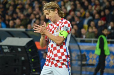 Kiev, Ukrayna - 09 Ekim 2017: Luka Modric FIFA Wo sırasında
