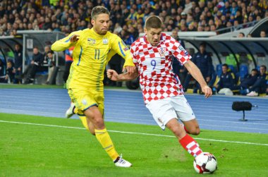 Kiev, Ukrayna - 09 Ekim 2017: Andrej Kramaric (R) sırasında