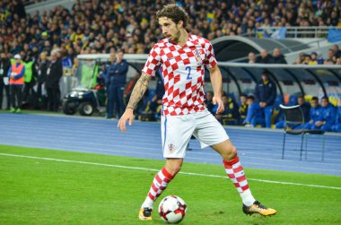 Kiev, Ukrayna - 09 Ekim 2017: Sime Vrsaljko (R) F sırasında