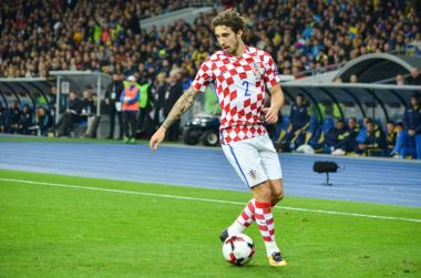 Kiev, Ukrayna - 09 Ekim 2017: Sime Vrsaljko (R) F sırasında