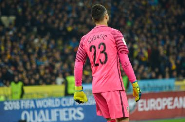 Kiev, Ukrayna - 09 Ekim 2017: Danijel Subasic Fif sırasında