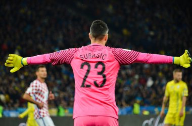 Kiev, Ukrayna - 09 Ekim 2017: Danijel Subasic Fif sırasında