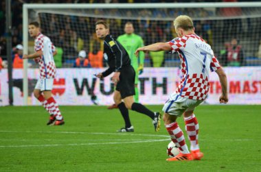 Kiev, Ukrayna - 09 Ekim 2017: Ivan Rakitic sırasında FIFA W