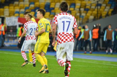 Kiev, Ukrayna - 09 Ekim 2017: Mario Mandzukic Fif sırasında