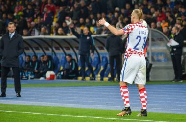 Kiev, Ukrayna - 09 Ekim 2017: Domagoj Vida sırasında FIFA W