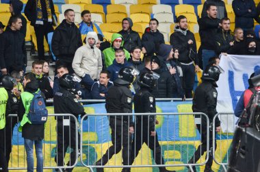 Kiev, Ukrayna - 09 Ekim 2017: Ultras Dinamo Kiev ag protestolar