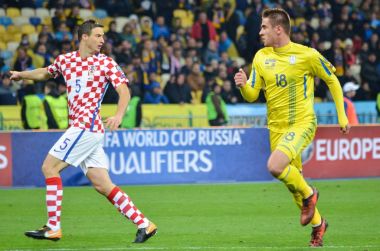 Kiev, Ukrayna - 09 Ekim 2017: Matej Mitrovic (L) sırasında 