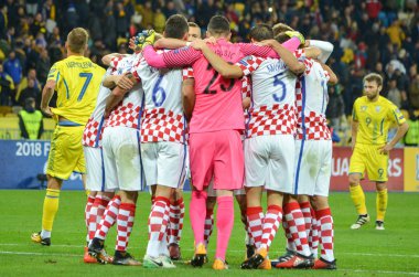 Kiev, Ukrayna - 09 Ekim 2017: Hırvatistan milli takımı celebra