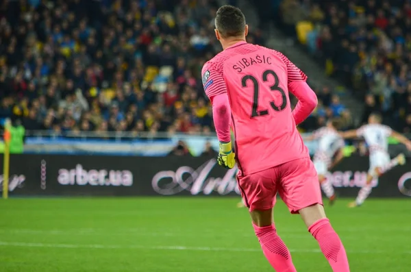 Kiev, Ukrayna - 09 Ekim 2017: Danijel Subasic Fif sırasında