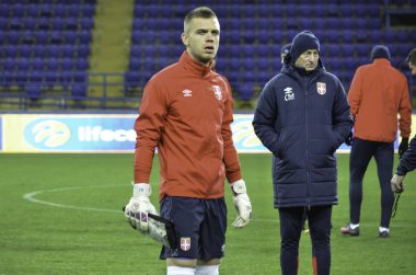 Kharkiv, Ukrayna - 15 Kasım 2016: Aleksandar Jovanoviç durin