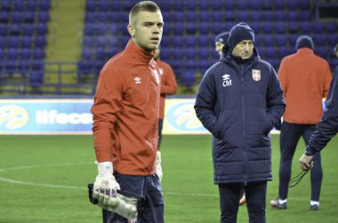 Kharkiv, Ukrayna - 15 Kasım 2016: Aleksandar Jovanoviç durin