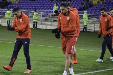 Kharkiv, Ukrayna - 15 Kasım 2016: Sırbistan Milli takım tren