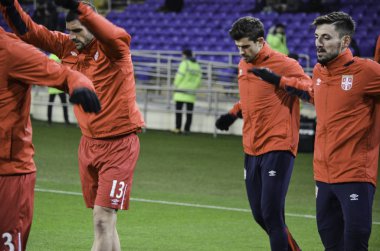 Kharkiv, Ukrayna - 15 Kasım 2016: Sırbistan Milli takım tren