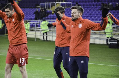 Kharkiv, Ukrayna - 15 Kasım 2016: Sırbistan Milli takım tren