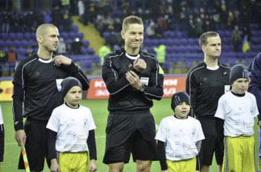 Kharkiv, Ukrayna - 15 Kasım 2016: Futbol hakem sırasında t