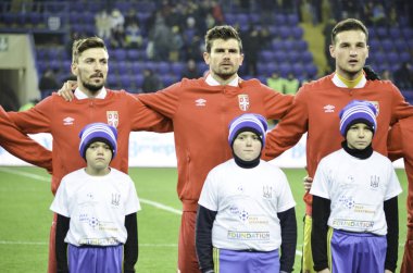 Kharkiv, Ukrayna - 15 Kasım 2016: Futbol takımı Sırbistan d