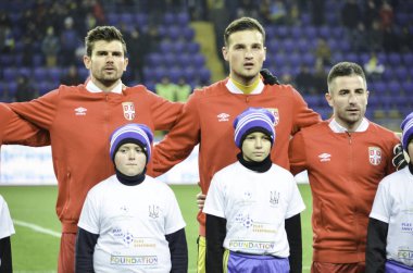 Kharkiv, Ukrayna - 15 Kasım 2016: Futbol takımı Sırbistan d