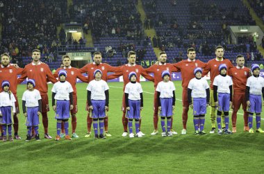 Kharkiv, Ukrayna - 15 Kasım 2016: Futbol takımı Sırbistan du