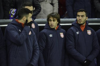 Kharkiv, Ukrayna - 15 Kasım 2016: Futbol takımı Sırbistan du