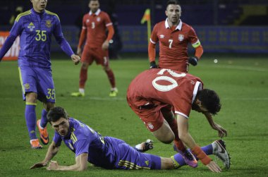 Kharkiv, Ukrayna - 15 Kasım 2016: Andrija Pavlovic (R) durin