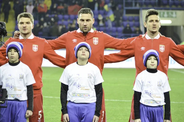 Kharkiv, UCRANIA - 15 de noviembre de 2016: Selección de fútbol de Serbia d — Foto de Stock