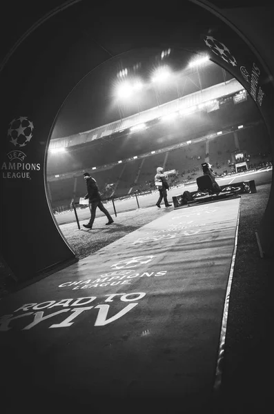 Kharkiv Ucrania Febrero 2018 Vista Sobre Estadio Salida Del Túnel —  Fotos de Stock