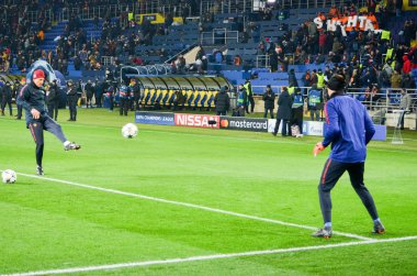 Kharkiv, Ukrayna - 21 Şubat 2018: Eğitim oyuncu olarak Roma Shakhtar Donetsk rakip olarak Roma, Ukrayna arasında Uefa Şampiyonlar Ligi maç sırasında
