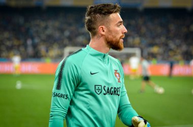 Kyiv, Ukrayna - 14 Ekim 2019: Uefa Euro 2020 ön eleme maçında Ukrayna milli takımı Ukrayna ile Portekiz milli takımı Ukrayna maçı sırasında Jose Sa oyuncusu
