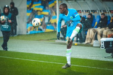 Lviv, Ukrayna - 28 Kasım 2019: Uefa Avrupa Ligi karşılaşmasında Jerome Roussillon oyuncusu Alexandria (Ukrayna) - Wolfsburg (Almanya), Ukrayna