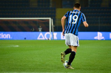 KHARKIV, UKRAINE - December 11, 2019: Berat Djimsiti player during the UEFA Champions League match between Shakhtar vs Atalanta Bergamasca Calcio BC (Italy), Ukraine