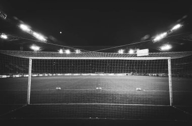 Dnipro, Ukrayna - 10 Eylül 2019: Milli takım Ukrayna ile Ukrayna milli takımı Ukrayna arasındaki dostluk maçı sırasında kapının arkasındaki Dnipro Arena stadyumunun genel görünümü