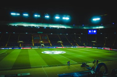 KHARKIV, UKRAINE - September 18, 2019: General view of the stadium close-up during the UEFA Champions League match between Shakhtar vs Manchester City (England), Ukraine