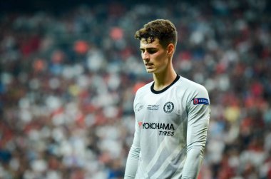Istanbul, Turkey - August 14, 2019: Kepa Arrizabalaga during the UEFA Super Cup Finals match between Liverpool and Chelsea at Vodafone Park in Vodafone Arena, Turkey