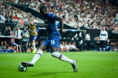 Istanbul, Turkey - August 14, 2019: Kurt Zouma during the UEFA Super Cup Finals match between Liverpool and Chelsea at Vodafone Park in Vodafone Arena, Turkey