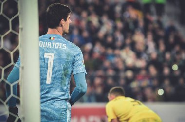 SAINT-PETERSBURG, RUSSIA - November 16, 2019: Thibaut Courtois player during UEFA EURO 2020 qualifying match between national team Russia against Belgium national team, Russia