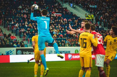 SAINT-PETERSBURG, RUSSIA - November 16, 2019: Thibaut Courtois player during UEFA EURO 2020 qualifying match between national team Russia against Belgium national team, Russia